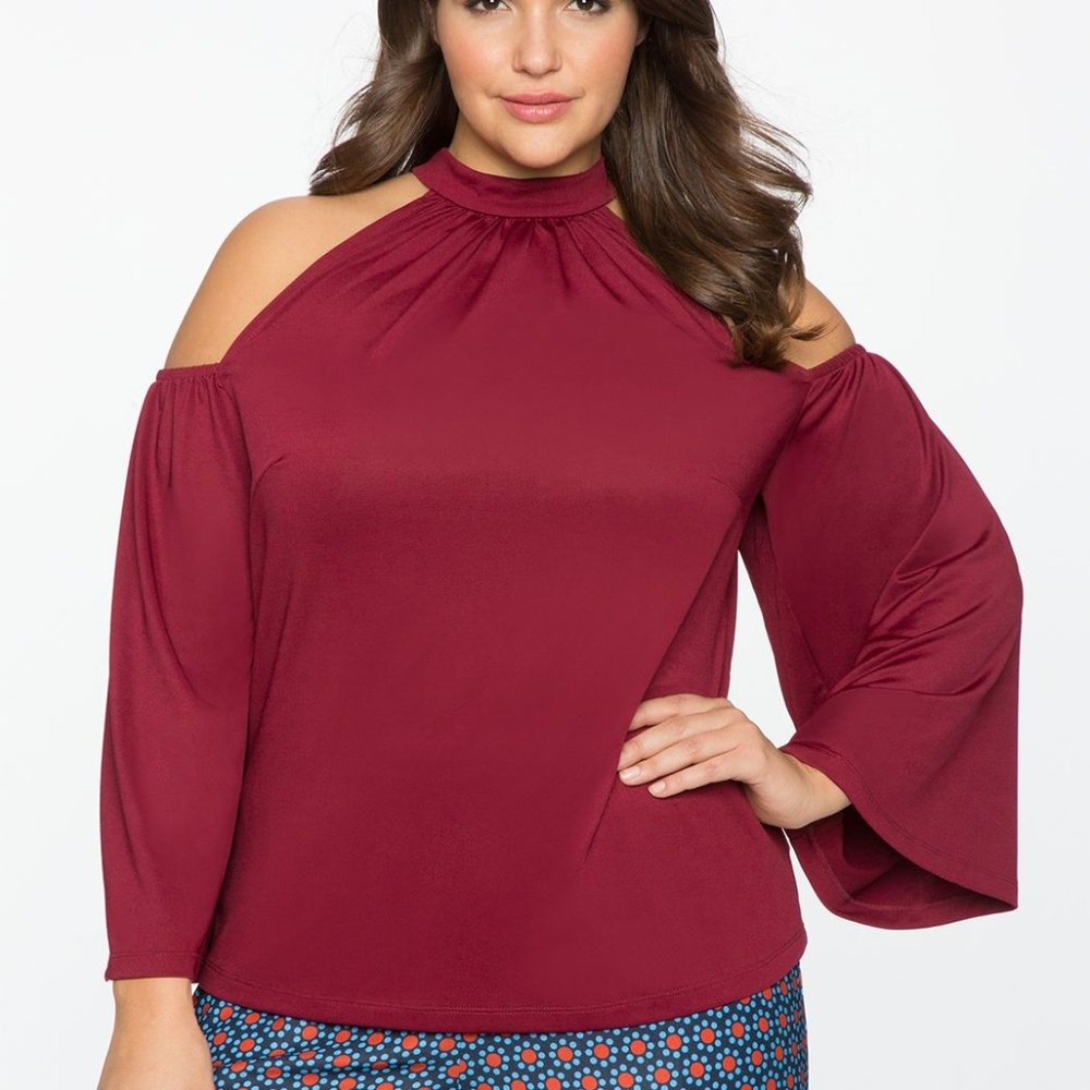 COPY - Eloquii cold shoulder wine top size 22